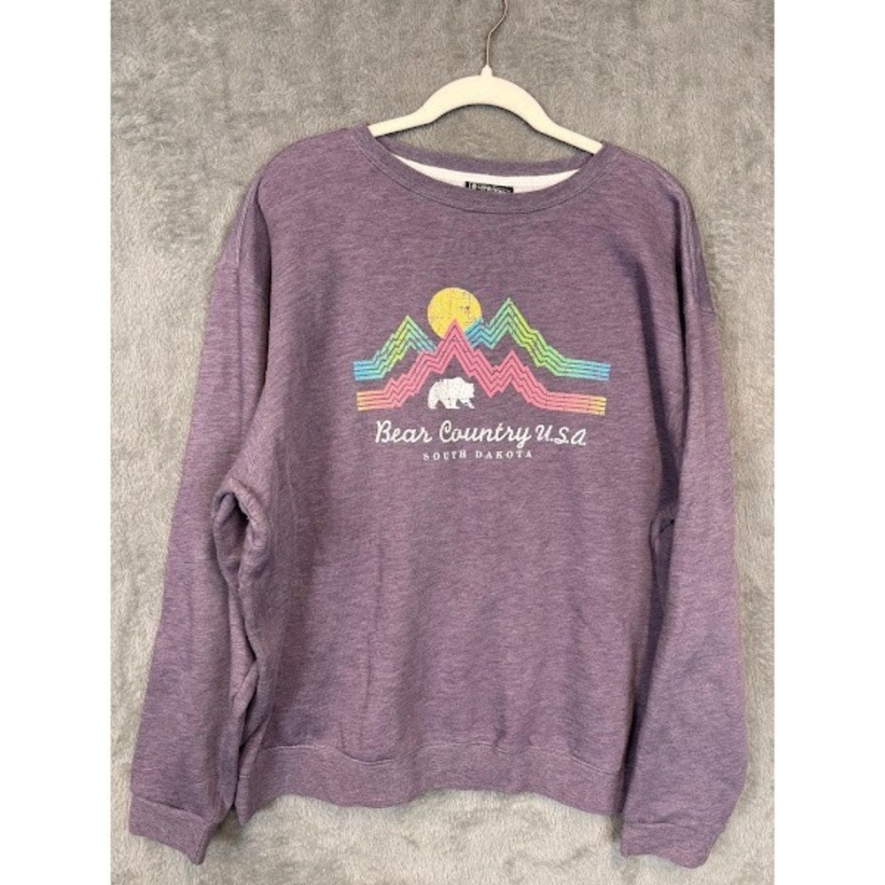 Lone Rock Bear Country USA South Dakota Purple Graphic Sweatshirt XL Womens